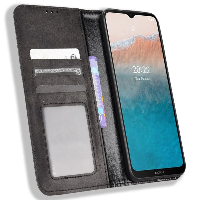 For Nokia C21 Plus Retro Surface Anti-Scratch Wallet Leather Phone Case Mobile Phone Protector with Stand - Black - 2