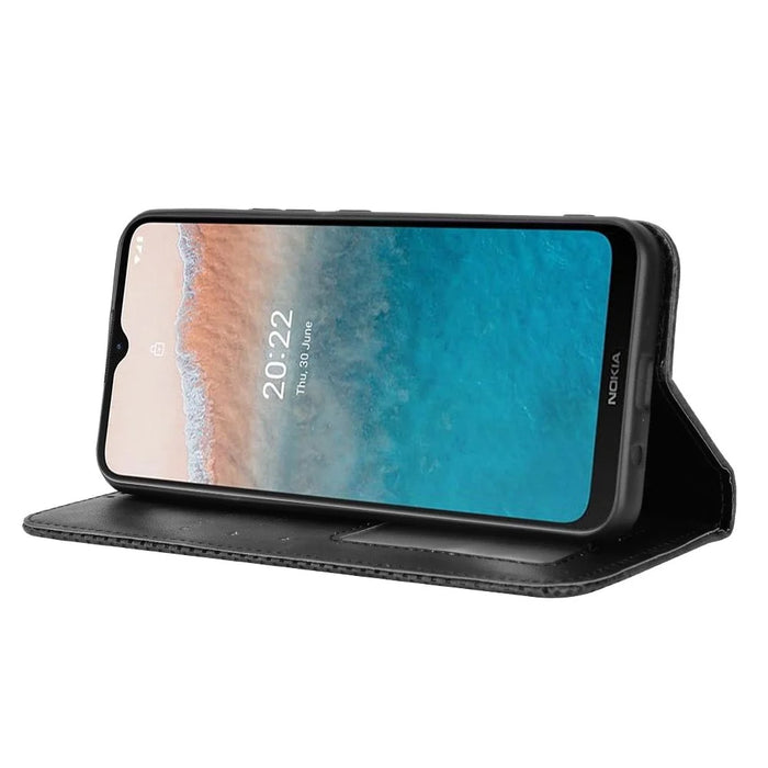 For Nokia C21 Plus Retro Surface Anti-Scratch Wallet Leather Phone Case Mobile Phone Protector with Stand - Black - 3