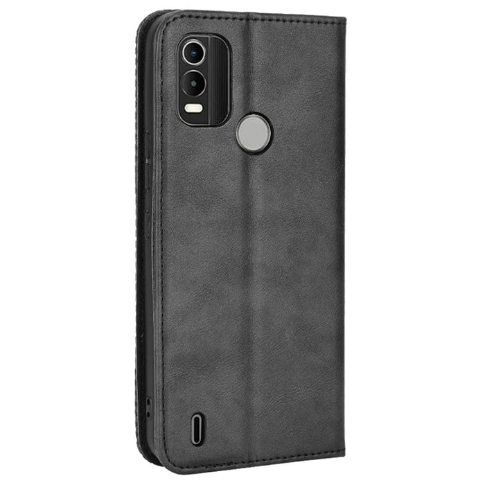 For Nokia C21 Plus Retro Surface Anti-Scratch Wallet Leather Phone Case Mobile Phone Protector with Stand - Black - 7