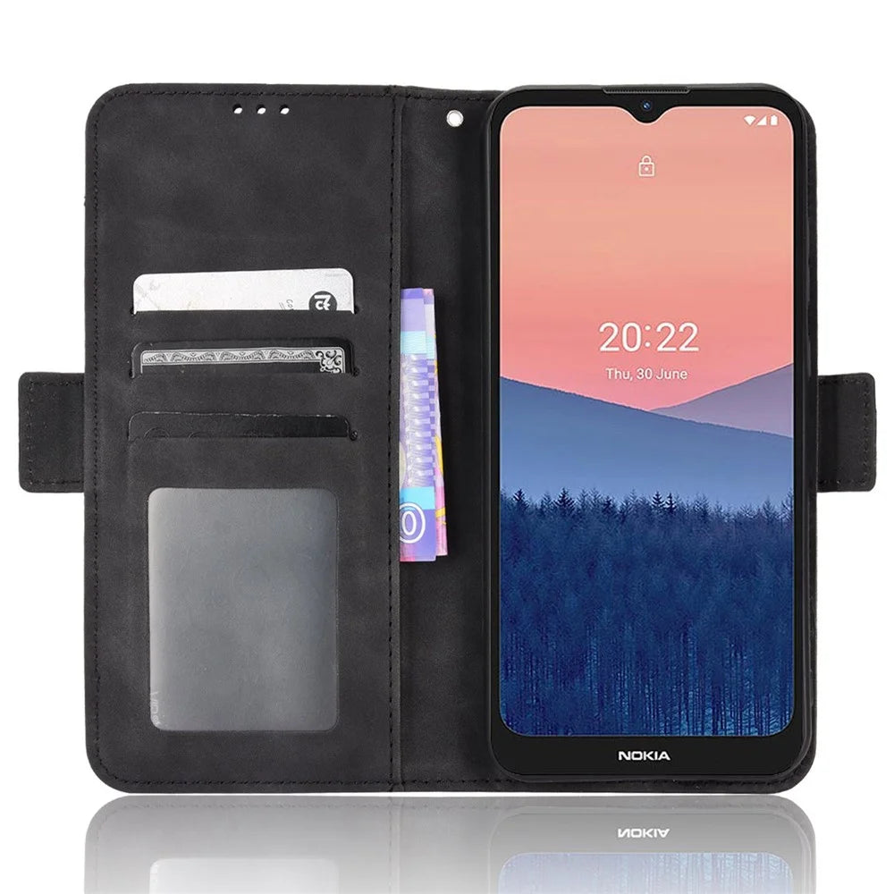 For Nokia C21 4G Full Body Protection Anti-fall PU Leather Case Wallet Stand Phone Shell with Multiple Card Slots - Black - 3