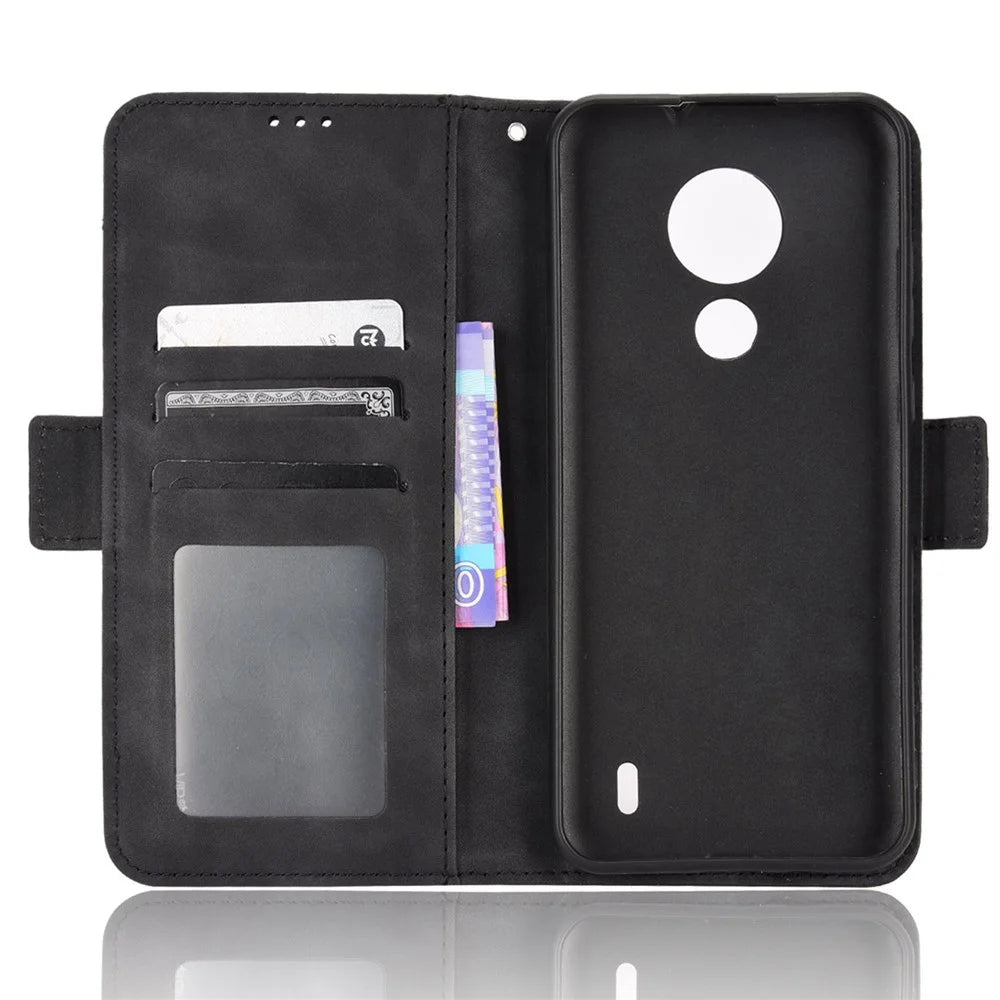 For Nokia C21 4G Full Body Protection Anti-fall PU Leather Case Wallet Stand Phone Shell with Multiple Card Slots - Black - 5