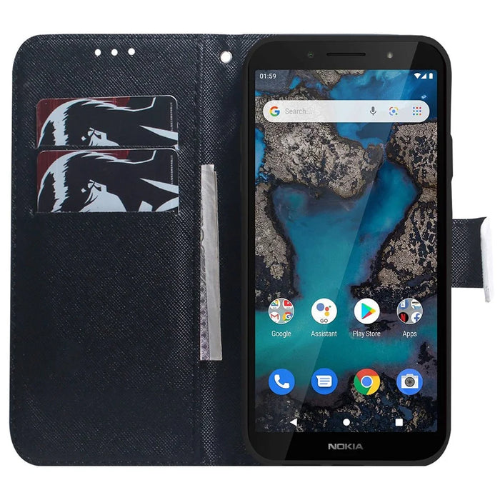 Pattern Printing Wallet Stand Case for Nokia C21 Plus, Full Protection PU Leather Folio Flip Cover - Don't Touch My Phone - 2