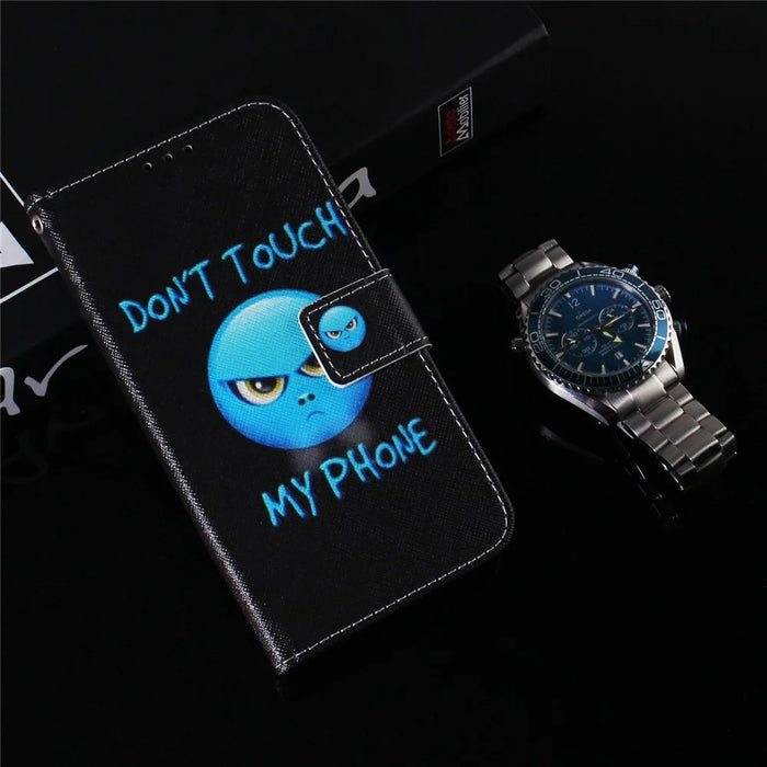 Pattern Printing Wallet Stand Case for Nokia C21 Plus, Full Protection PU Leather Folio Flip Cover - Don't Touch My Phone - 6