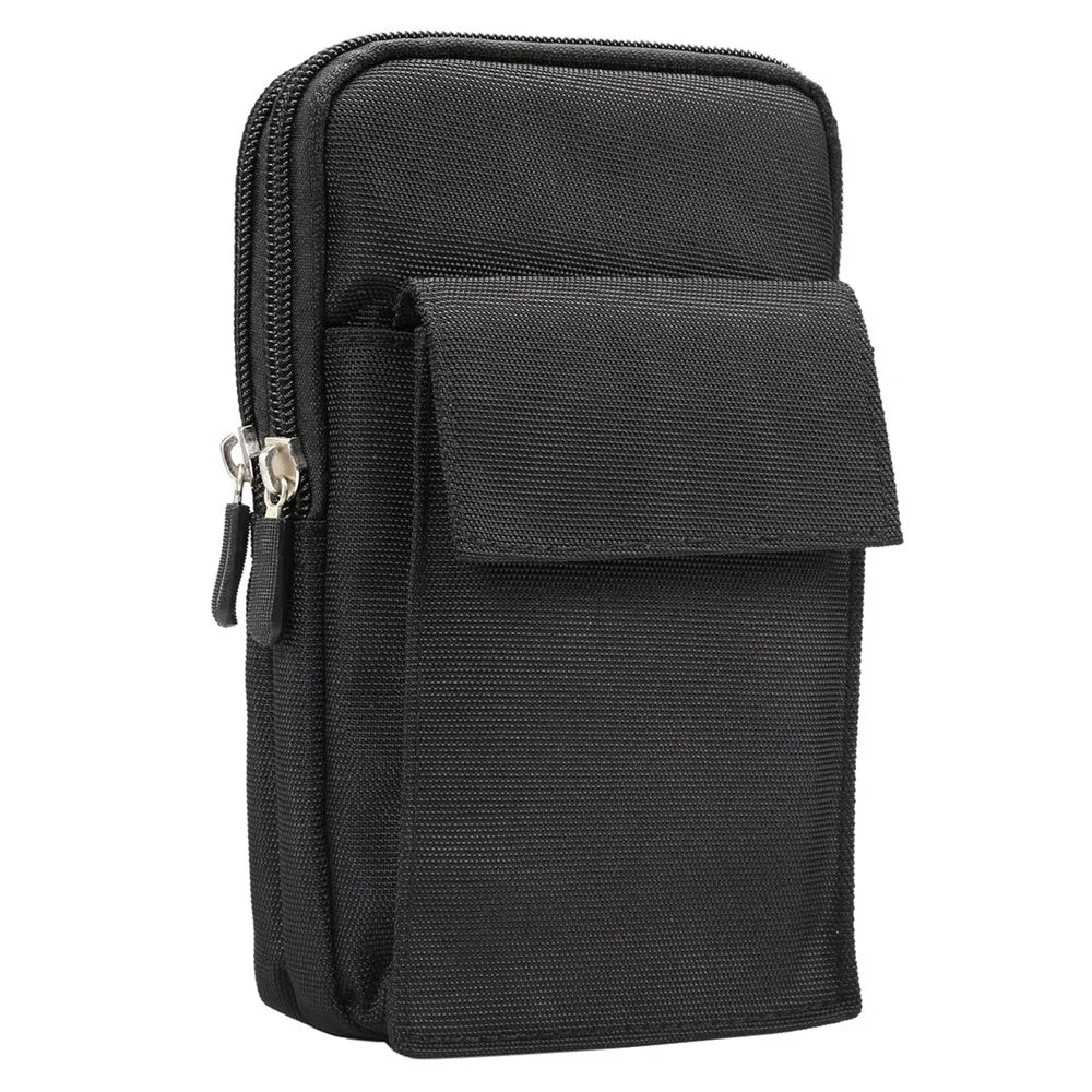 6.4 Inch Outdoor Tactical Molle Pouch Waist Pack Utility Gadget Bag with Cell Phone Holster - Black - 1