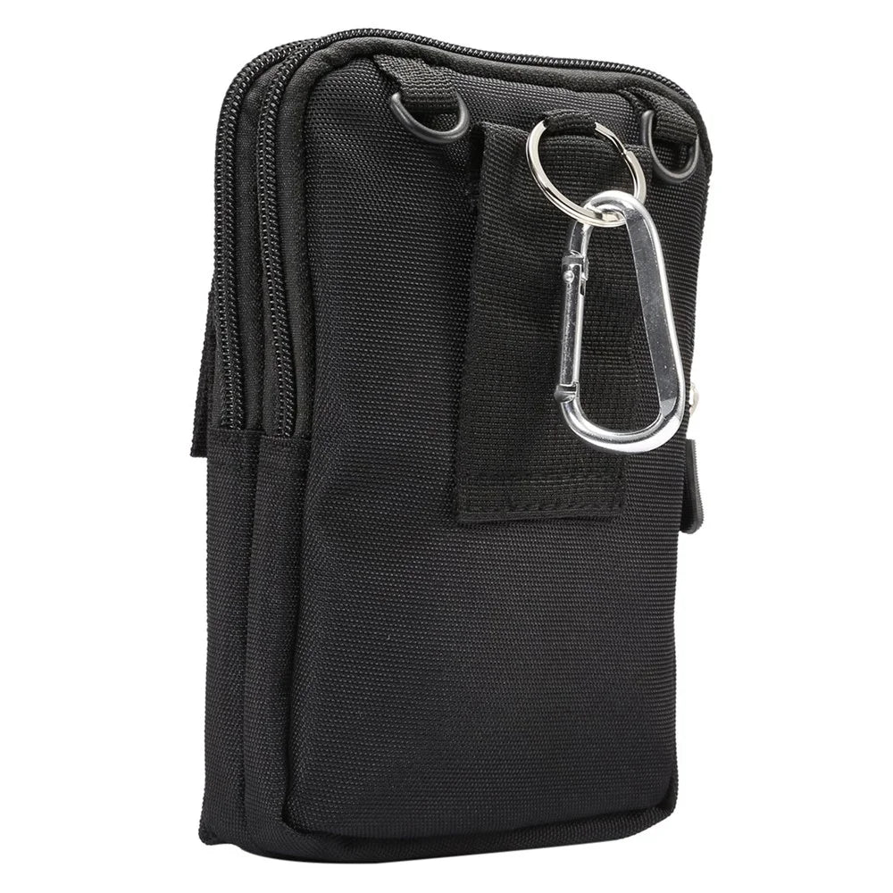6.4 Inch Outdoor Tactical Molle Pouch Waist Pack Utility Gadget Bag with Cell Phone Holster - Black - 2