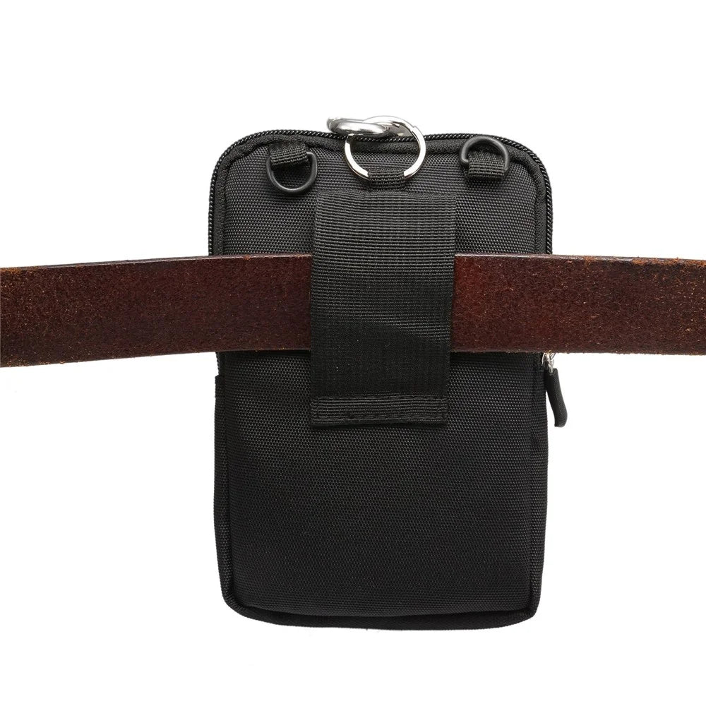 6.4 Inch Outdoor Tactical Molle Pouch Waist Pack Utility Gadget Bag with Cell Phone Holster - Black - 3