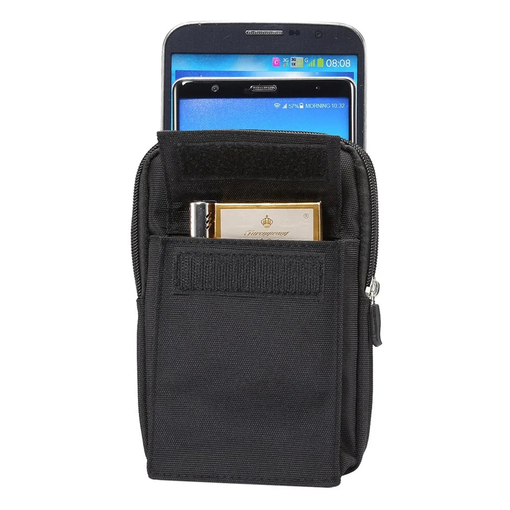 6.4 Inch Outdoor Tactical Molle Pouch Waist Pack Utility Gadget Bag with Cell Phone Holster - Black - 5