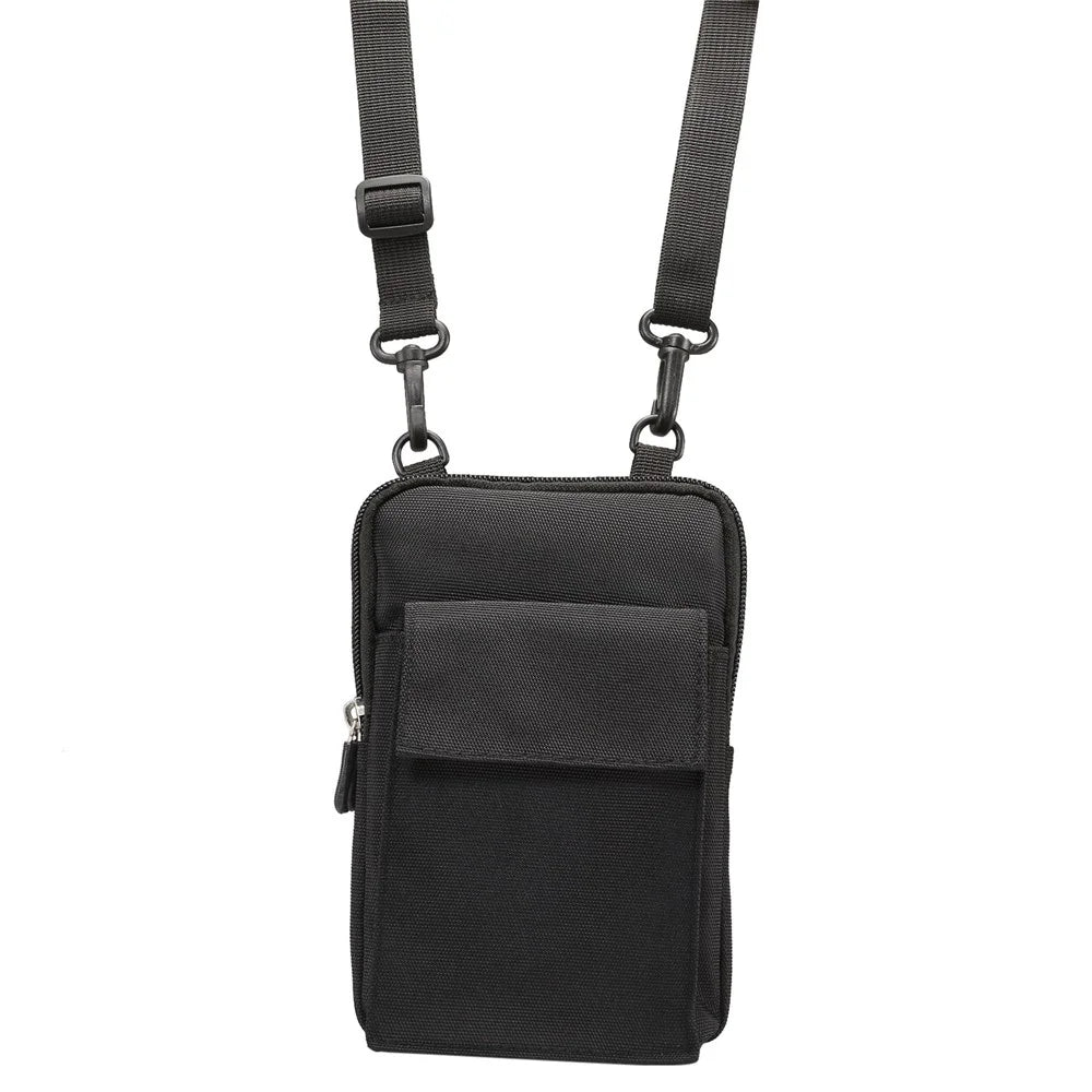 6.4 Inch Outdoor Tactical Molle Pouch Waist Pack Utility Gadget Bag with Cell Phone Holster - Black - 7