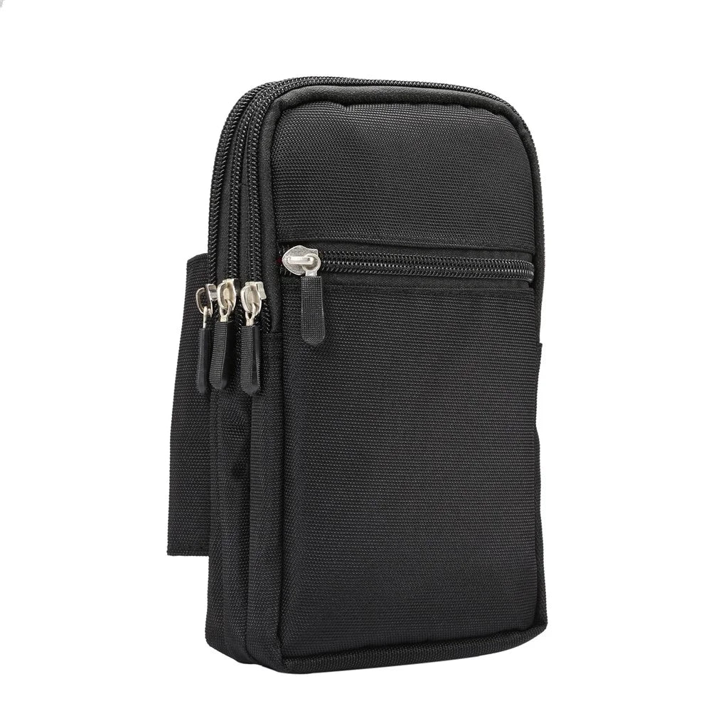 7 Inch Outdoor Tactical Molle Pouch Waist Pack Utility Gadget Bag with Cell Phone Holster - Black - 1