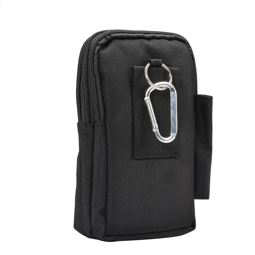 7 Inch Outdoor Tactical Molle Pouch Waist Pack Utility Gadget Bag with Cell Phone Holster - Black - 2