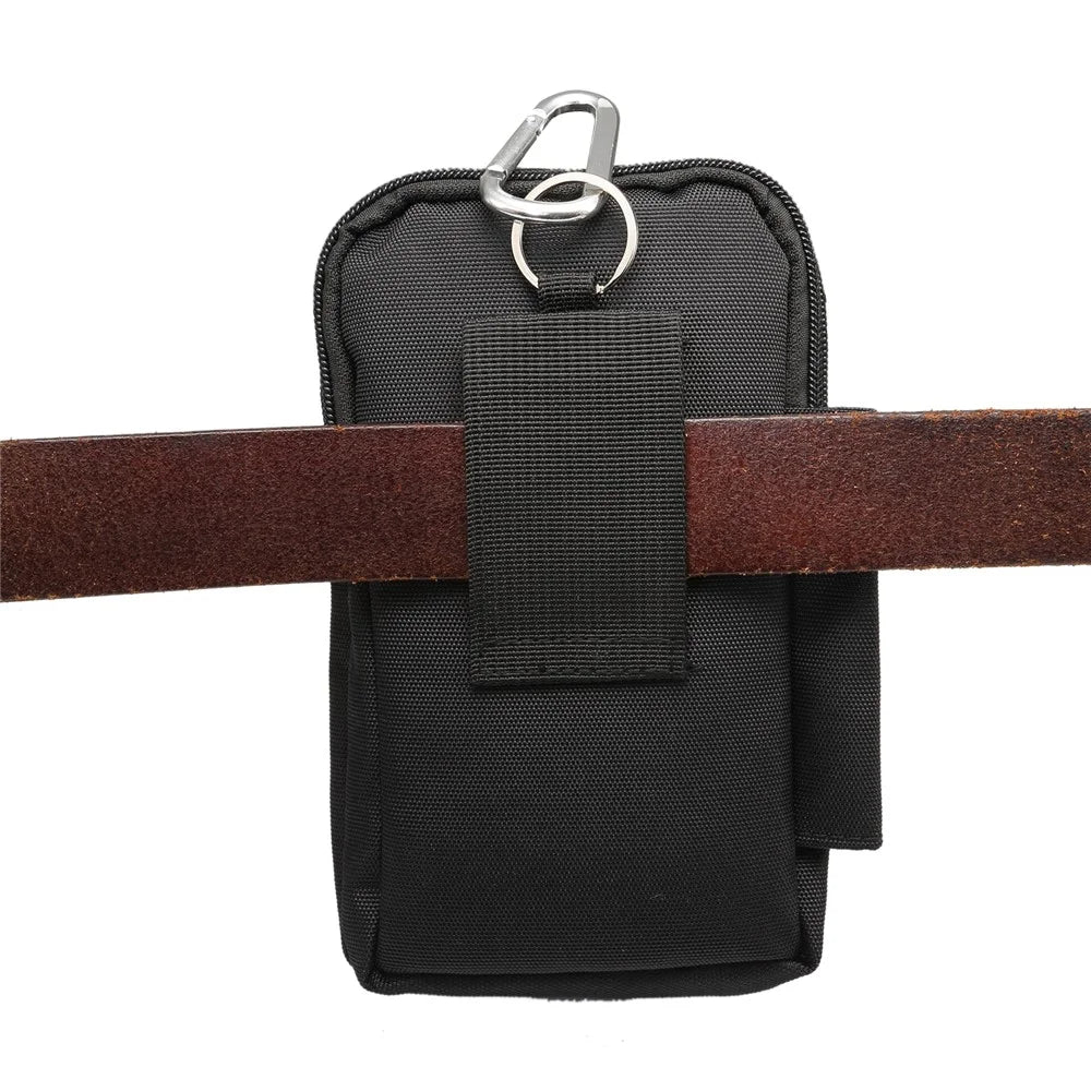 7 Inch Outdoor Tactical Molle Pouch Waist Pack Utility Gadget Bag with Cell Phone Holster - Black - 3