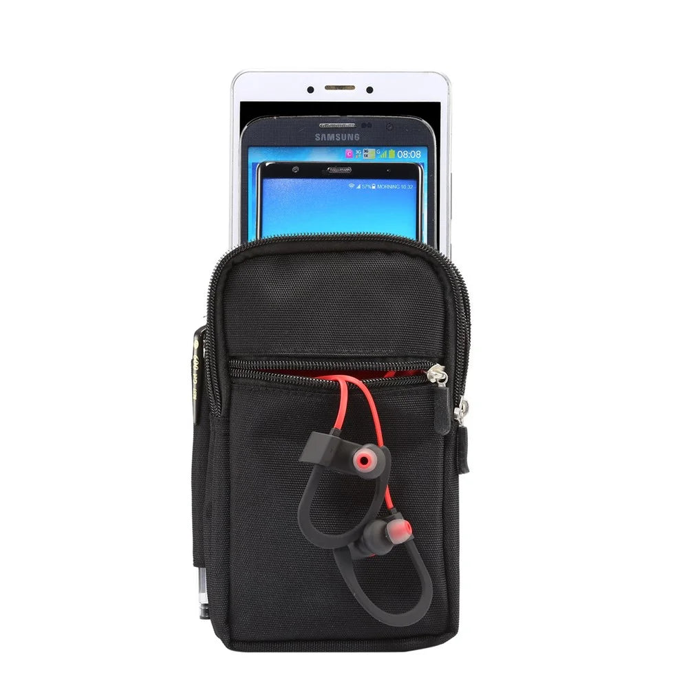7 Inch Outdoor Tactical Molle Pouch Waist Pack Utility Gadget Bag with Cell Phone Holster - Black - 4