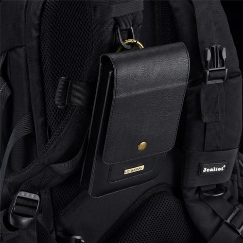 DG.MING Universal Split Leather Multiple Card Slots Belt Loop Waist Bag Phone Pouch Small Bag - Black - 1