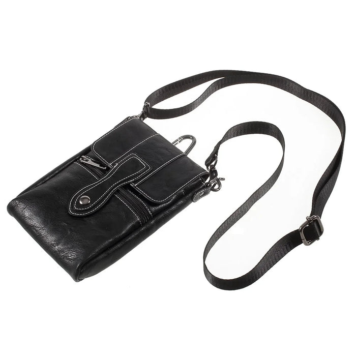 6.3 Inch Outdoor Tactical PU Leather Pouch Utility Gadget Shell with Cell Phone Holster - Black - 2