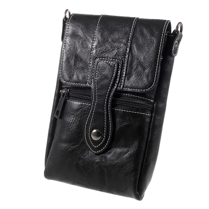 6.3 Inch Outdoor Tactical PU Leather Pouch Utility Gadget Shell with Cell Phone Holster - Black - 5