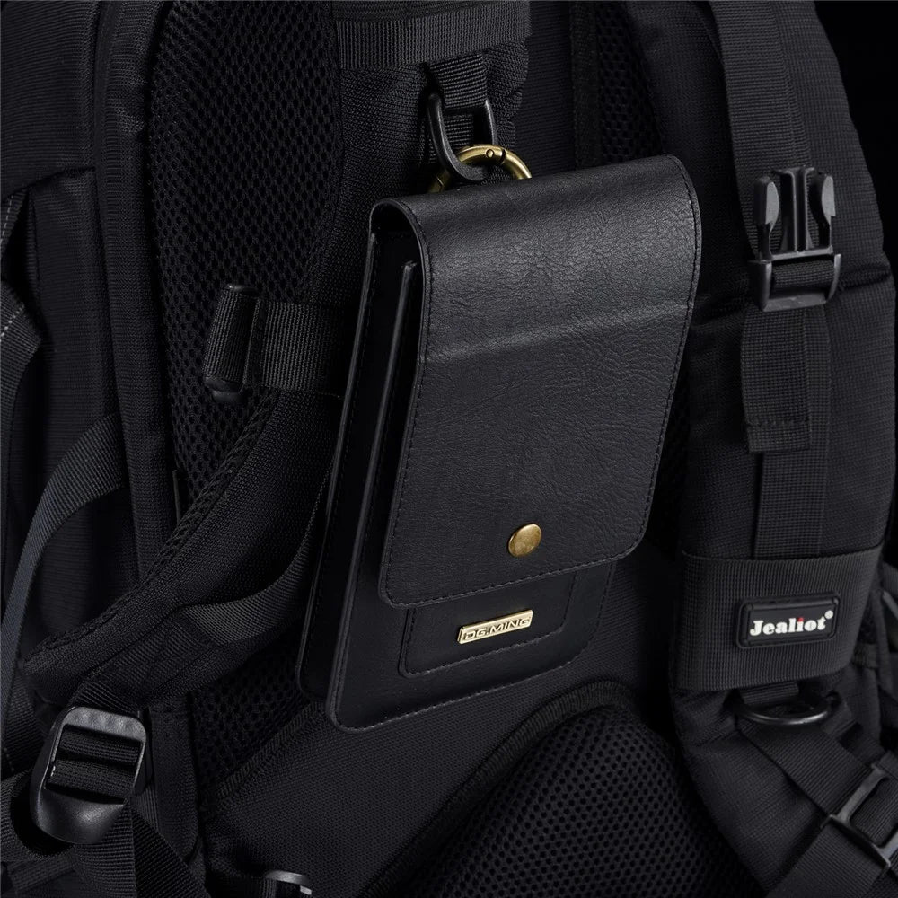 DG.MING Split Leather Phone Pouch Multiple Card Slots Belt Loop Waist Bag - Size: S, Black - 1