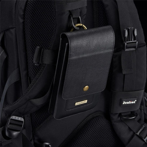 DG.MING Split Leather Phone Pouch Multiple Card Slots Belt Loop Waist Bag - Size: S, Black - 1