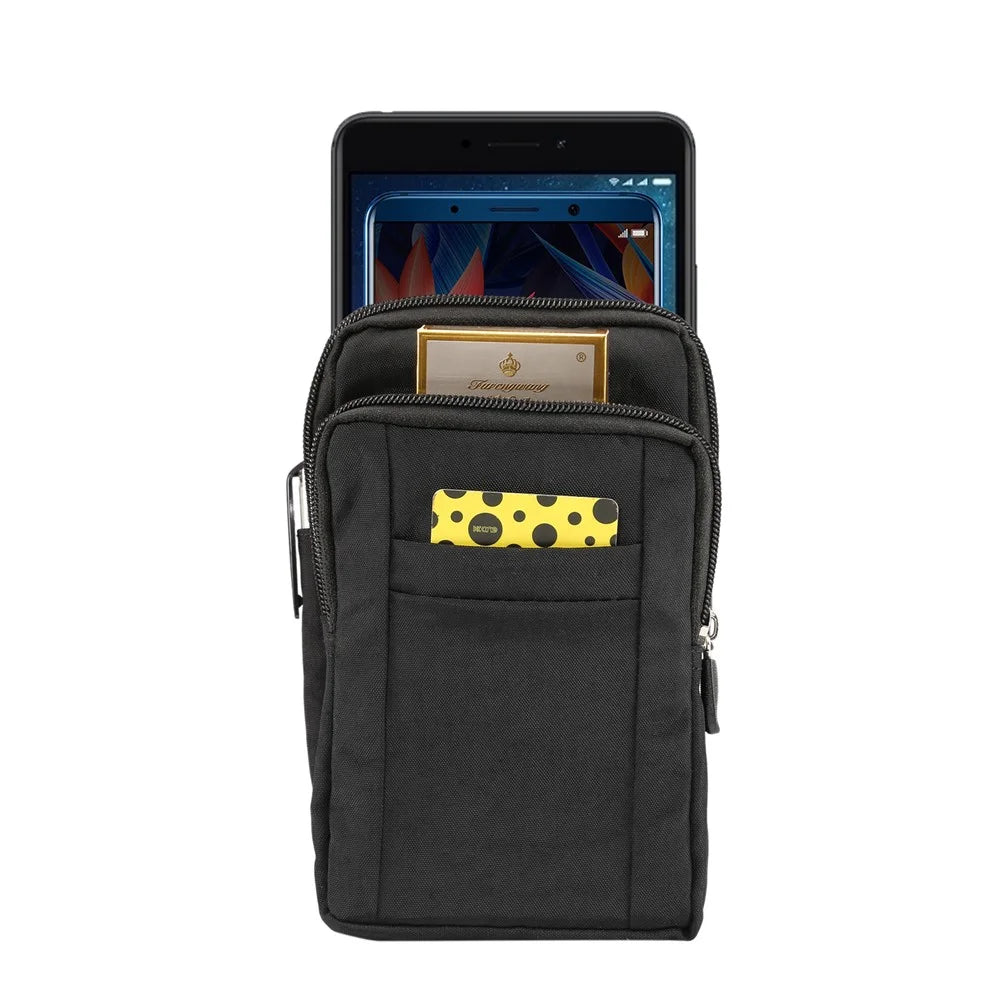 7-Inch Outdoor Tactical Mobile Pouch Waist Pack Utility Gadget Bag with Mobile Phone Holster - Black - 2