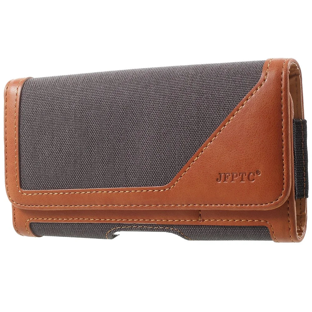 Belt Holster Case for 5.5-inch Phone Leather PU Horizontal Carrying Waist Bag Sleeve - Black - 2
