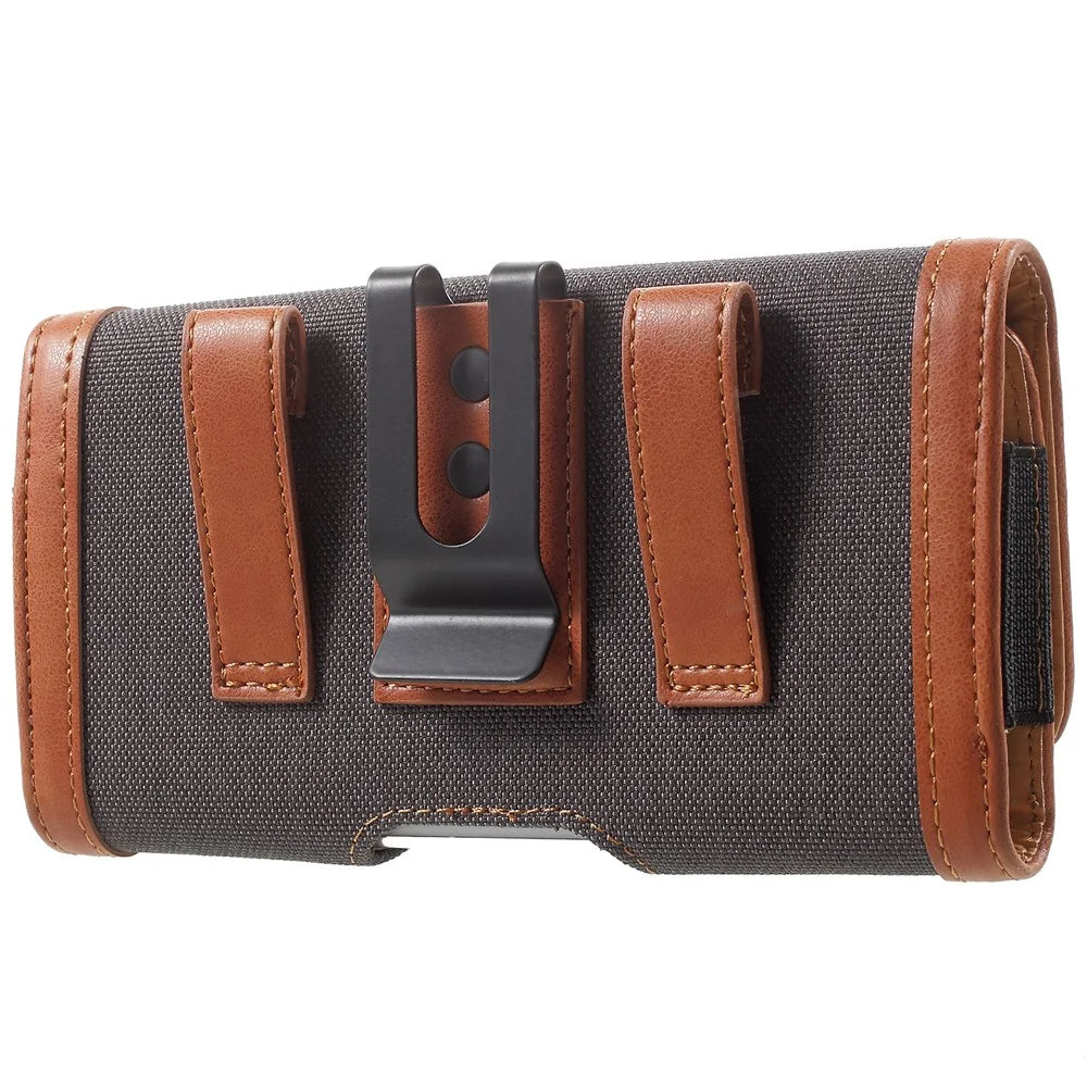 Belt Holster Case for 5.5-inch Phone Leather PU Horizontal Carrying Waist Bag Sleeve - Black - 3