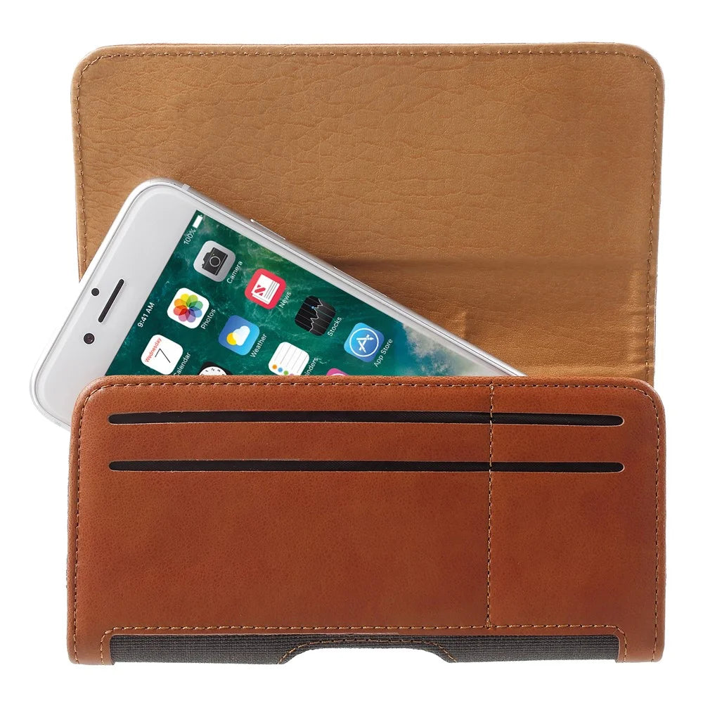 Belt Holster Case for 5.5-inch Phone Leather PU Horizontal Carrying Waist Bag Sleeve - Black - 4