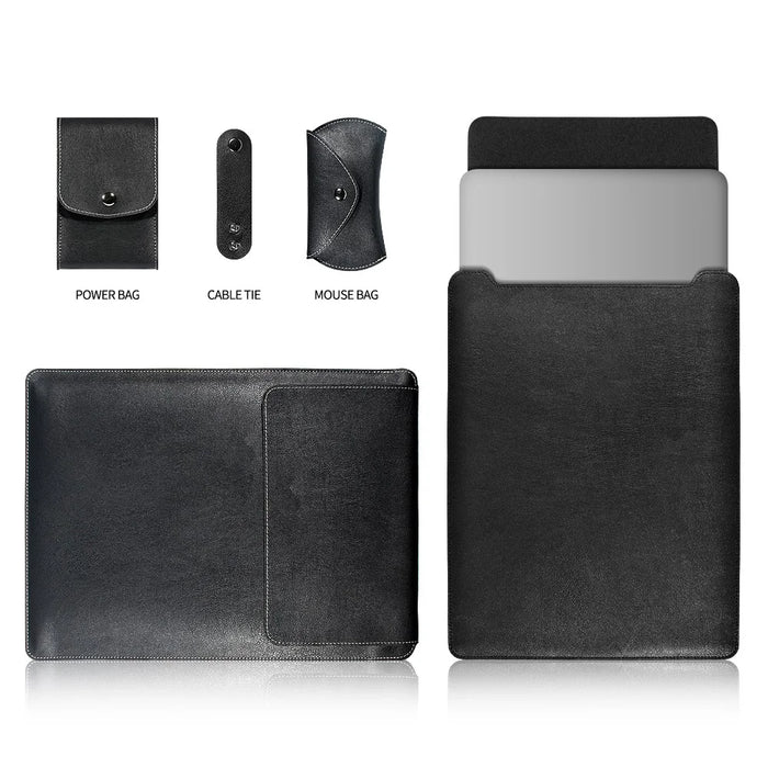PU Leather Sleeve Pouch Case with Mouse Pad for MacBook Pro 15-inch (2016) - Black - 1
