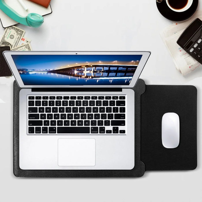PU Leather Sleeve Pouch Case with Mouse Pad for MacBook Pro 15-inch (2016) - Black - 4