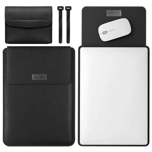 13-inch Universal Large Capacity Leather Protective Case Bag for Phone Tablets - Black - 1