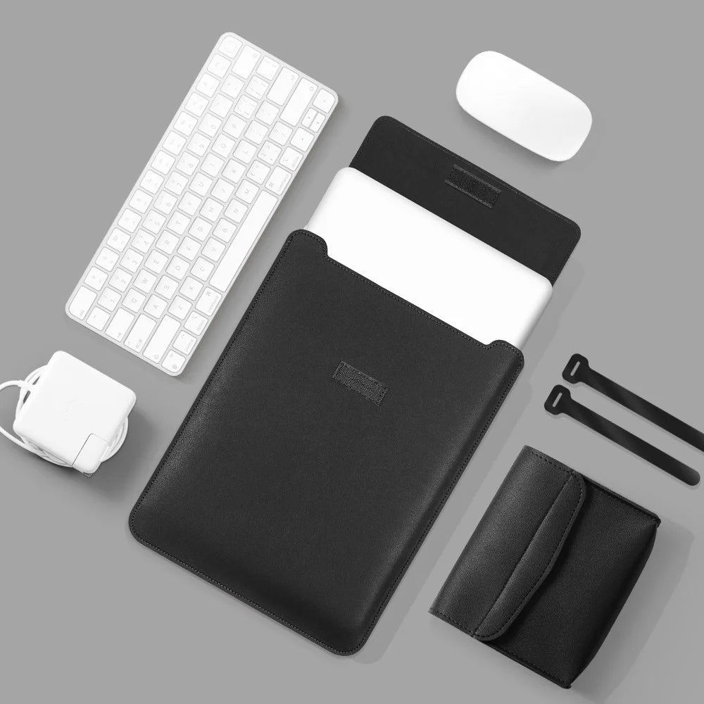 13-inch Universal Large Capacity Leather Protective Case Bag for Phone Tablets - Black - 2