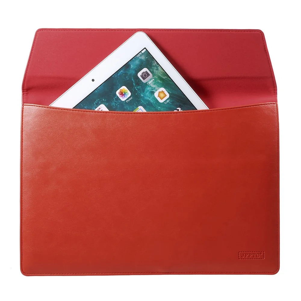 Elegant Series Universal Leather Laptop Sleeve Bag for MacBook 12-inch, Size: 31x22cm - Red - 4