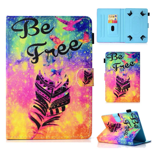 Patterned 10-inch Tablet Universal PU Leather Wallet Casing for iPad 9.7 (2018) / Lenovo Tab 4 10 Plus etc - Feather - 1