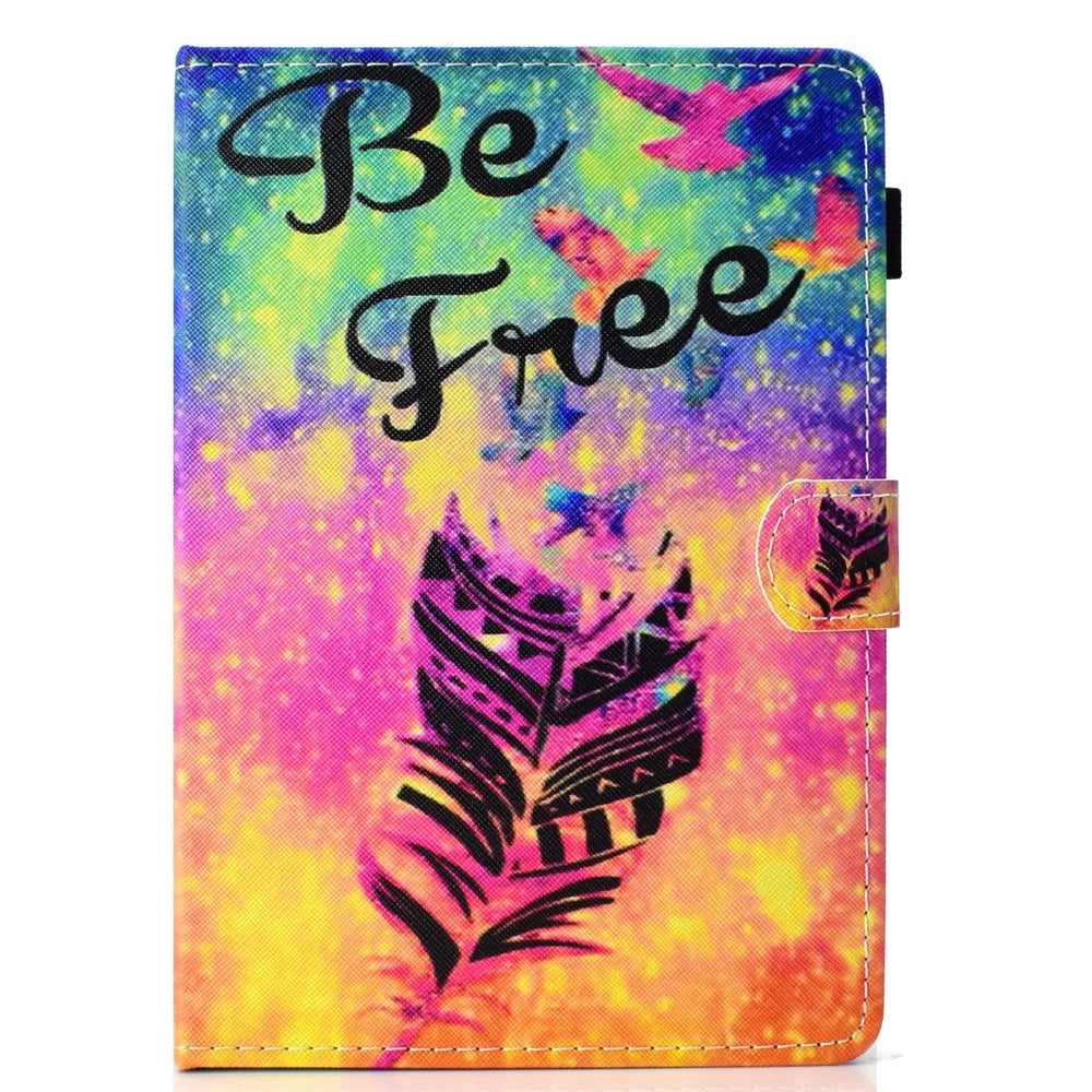 Patterned 10-inch Tablet Universal PU Leather Wallet Casing for iPad 9.7 (2018) / Lenovo Tab 4 10 Plus etc - Feather - 2