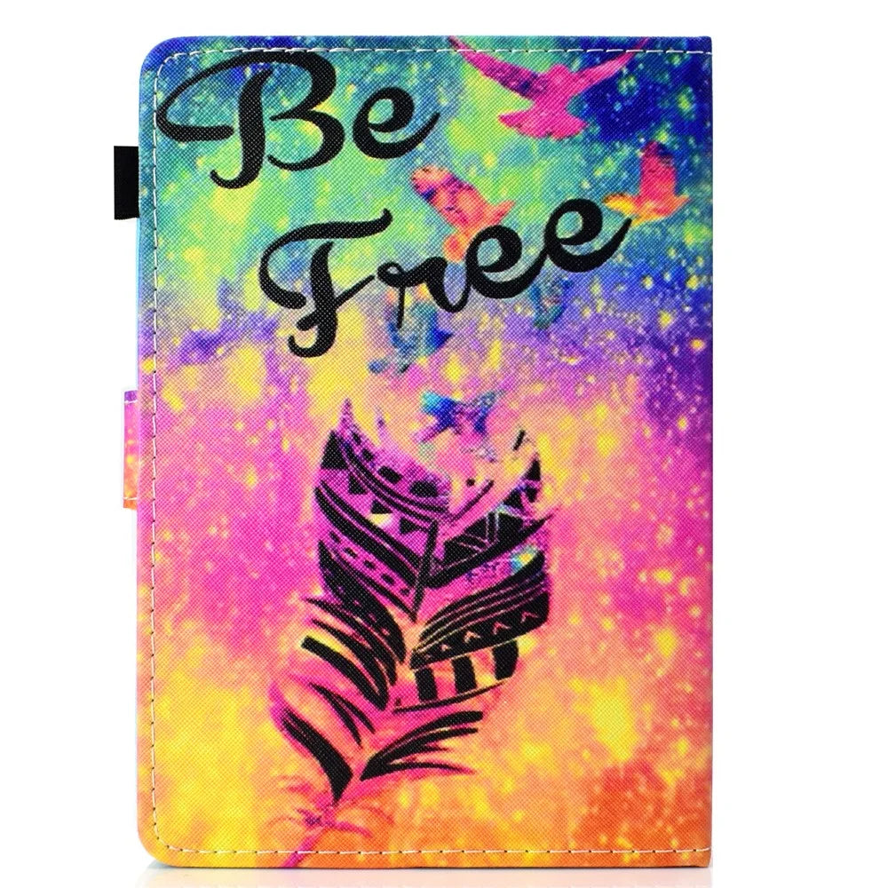 Patterned 10-inch Tablet Universal PU Leather Wallet Casing for iPad 9.7 (2018) / Lenovo Tab 4 10 Plus etc - Feather - 3