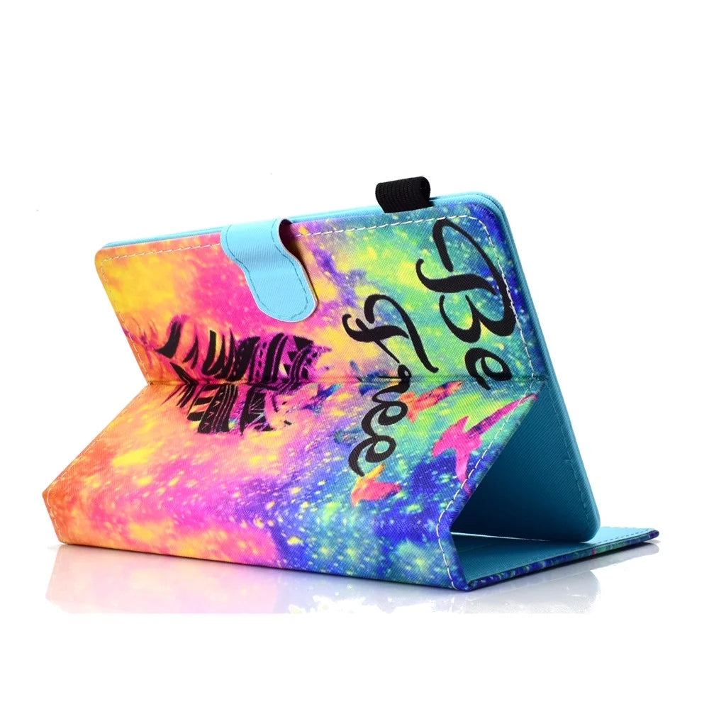 Patterned 10-inch Tablet Universal PU Leather Wallet Casing for iPad 9.7 (2018) / Lenovo Tab 4 10 Plus etc - Feather - 4