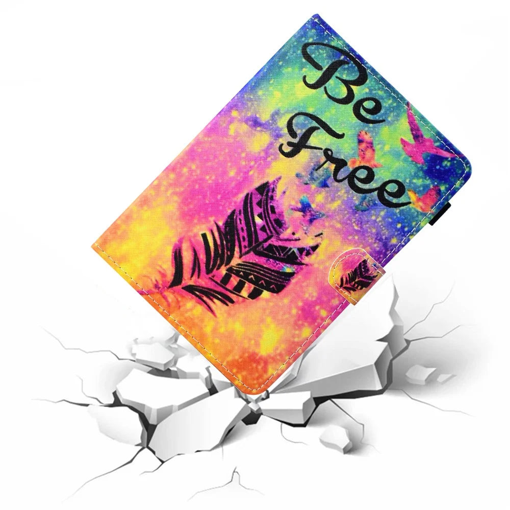 Patterned 10-inch Tablet Universal PU Leather Wallet Casing for iPad 9.7 (2018) / Lenovo Tab 4 10 Plus etc - Feather - 6