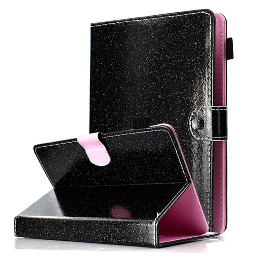Flash Powder Tablet Case Decorated with Stitching Line Universal Leather Stand Case with Card Slots for Tablets within 10-inch - Black - 2