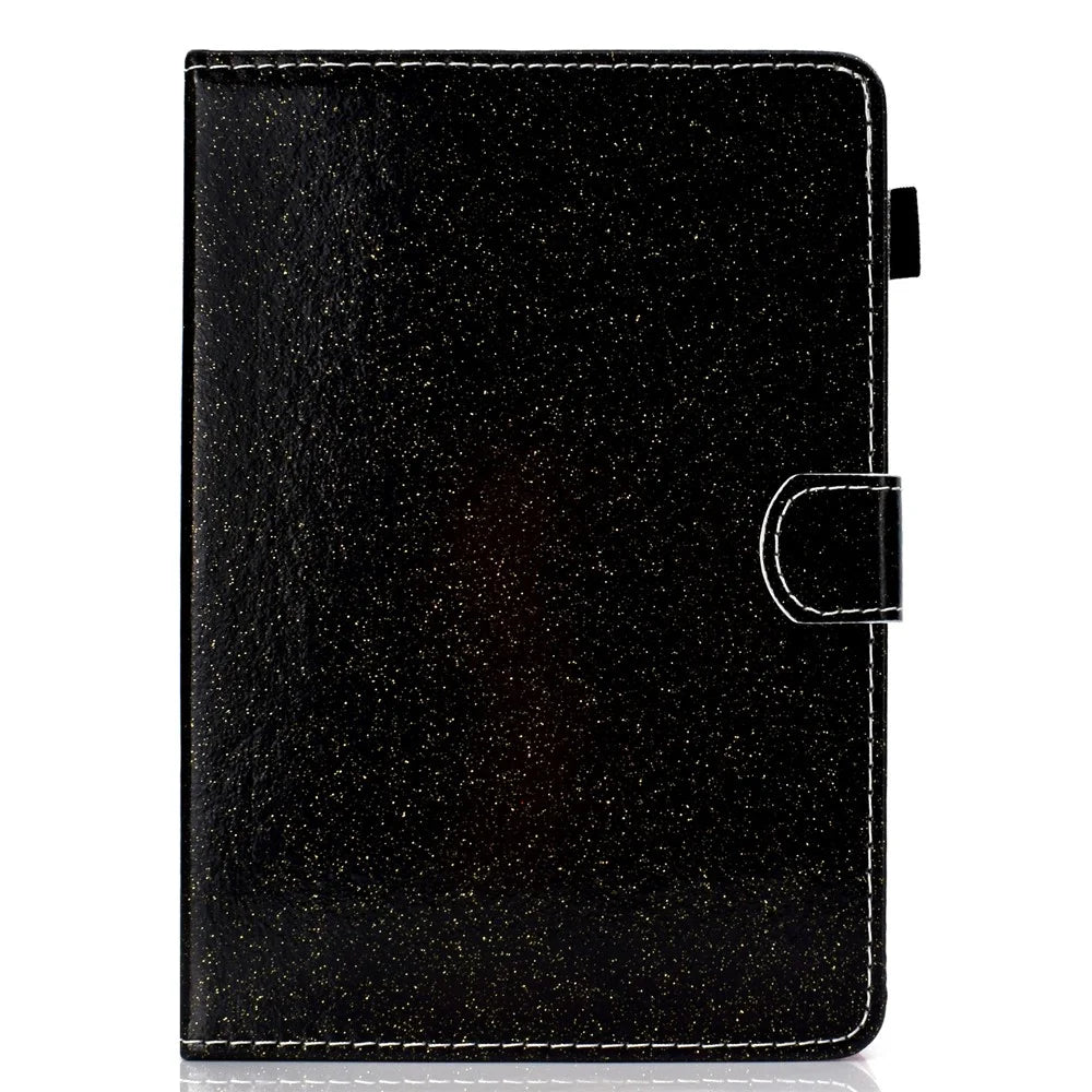 Flash Powder Tablet Case Decorated with Stitching Line Universal Leather Stand Case with Card Slots for Tablets within 10-inch - Black - 3
