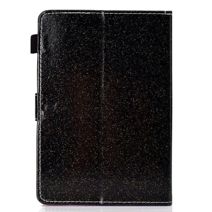Flash Powder Tablet Case Decorated with Stitching Line Universal Leather Stand Case with Card Slots for Tablets within 10-inch - Black - 4