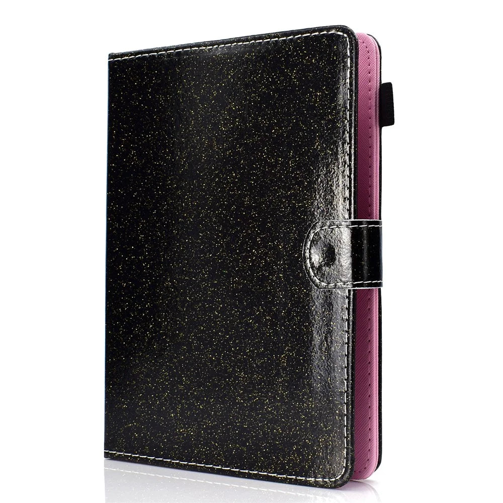 Flash Powder Tablet Case Decorated with Stitching Line Universal Leather Stand Case with Card Slots for Tablets within 10-inch - Black - 5
