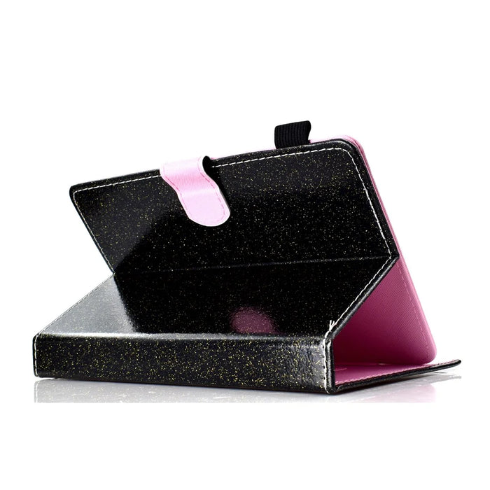 Flash Powder Tablet Case Decorated with Stitching Line Universal Leather Stand Case with Card Slots for Tablets within 10-inch - Black - 6
