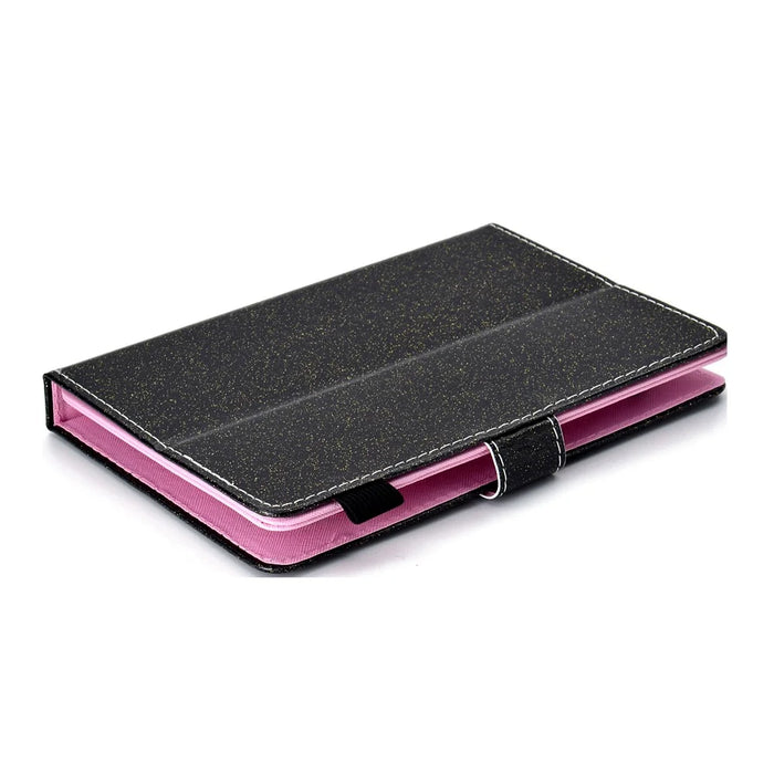 Flash Powder Tablet Case Decorated with Stitching Line Universal Leather Stand Case with Card Slots for Tablets within 10-inch - Black - 7
