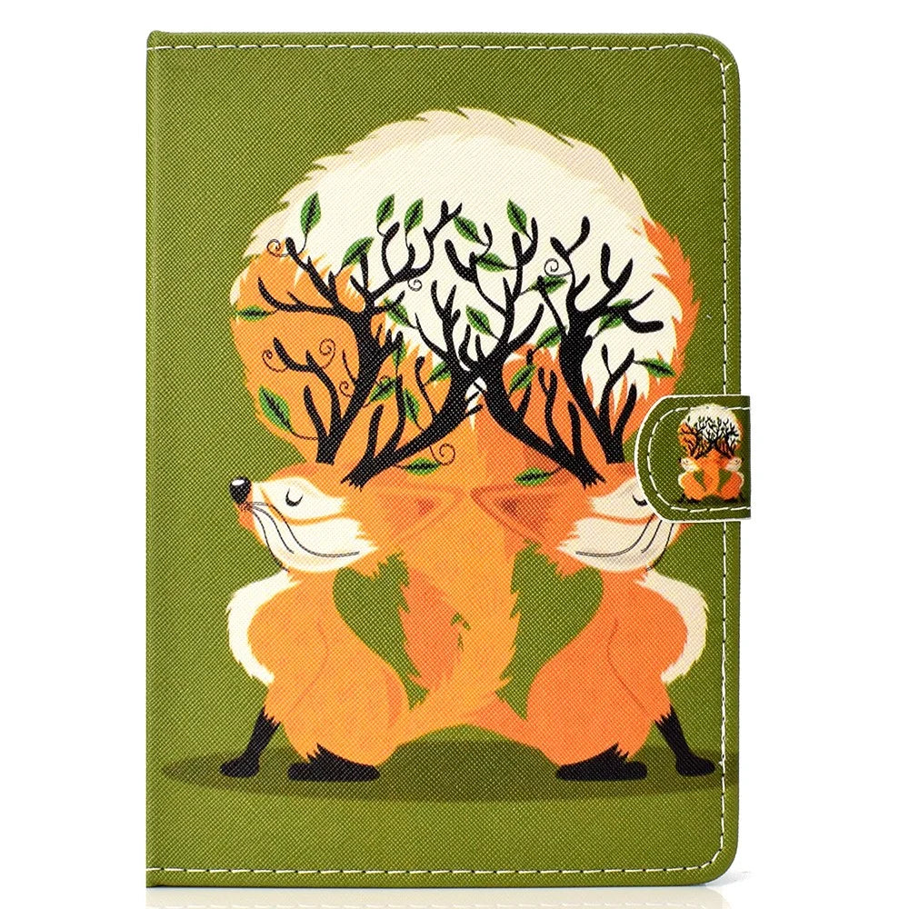 Universal 10-inch Tablet Patterned PU Leather Card Holder Case for iPad 9.7 (2018) / LG G Pad III etc - Two Lovely Fox - 2