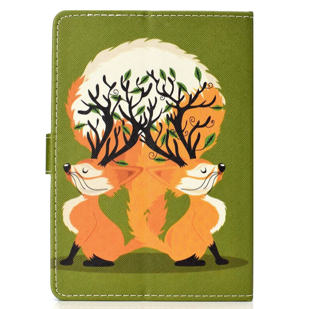 Universal 10-inch Tablet Patterned PU Leather Card Holder Case for iPad 9.7 (2018) / LG G Pad III etc - Two Lovely Fox - 3