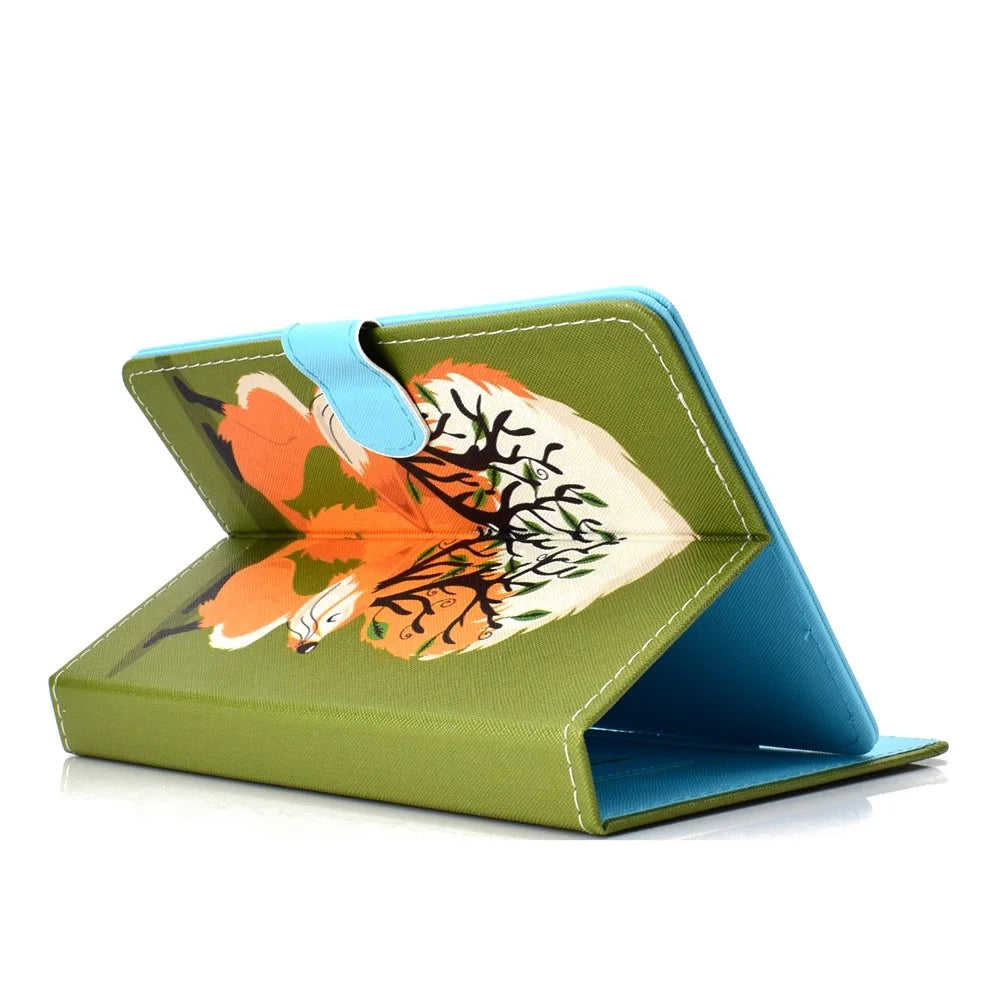 Universal 10-inch Tablet Patterned PU Leather Card Holder Case for iPad 9.7 (2018) / LG G Pad III etc - Two Lovely Fox - 4