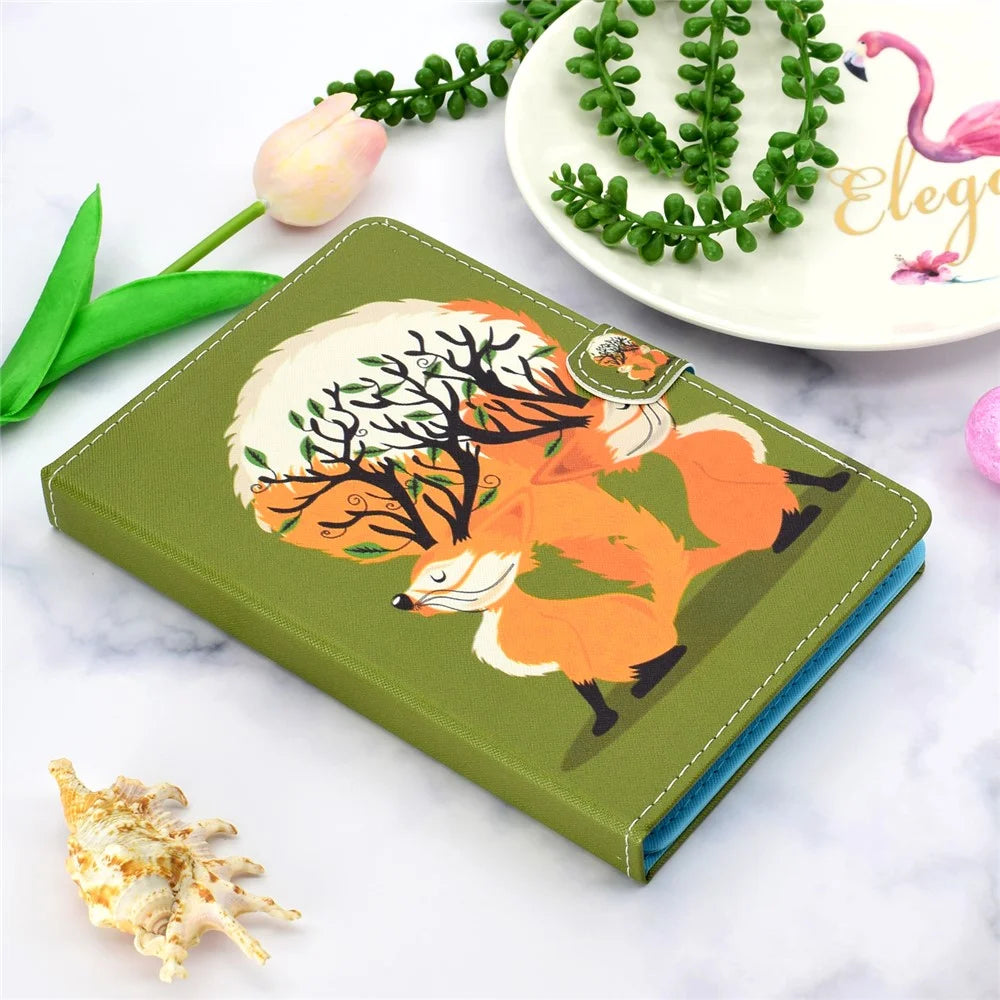 Universal 10-inch Tablet Patterned PU Leather Card Holder Case for iPad 9.7 (2018) / LG G Pad III etc - Two Lovely Fox - 6