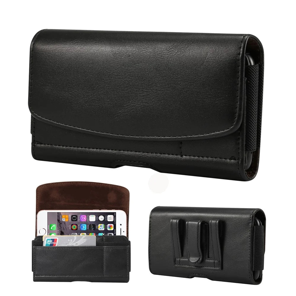 4.8 inch PU Leather Holster Pouch Case for iPhone 8, Size: 14.3 x 7.5 x 1.8cm - Black - 1
