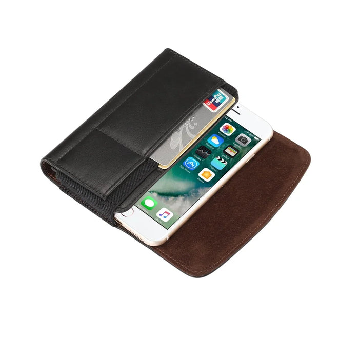 4.8 inch PU Leather Holster Pouch Case for iPhone 8, Size: 14.3 x 7.5 x 1.8cm - Black - 6