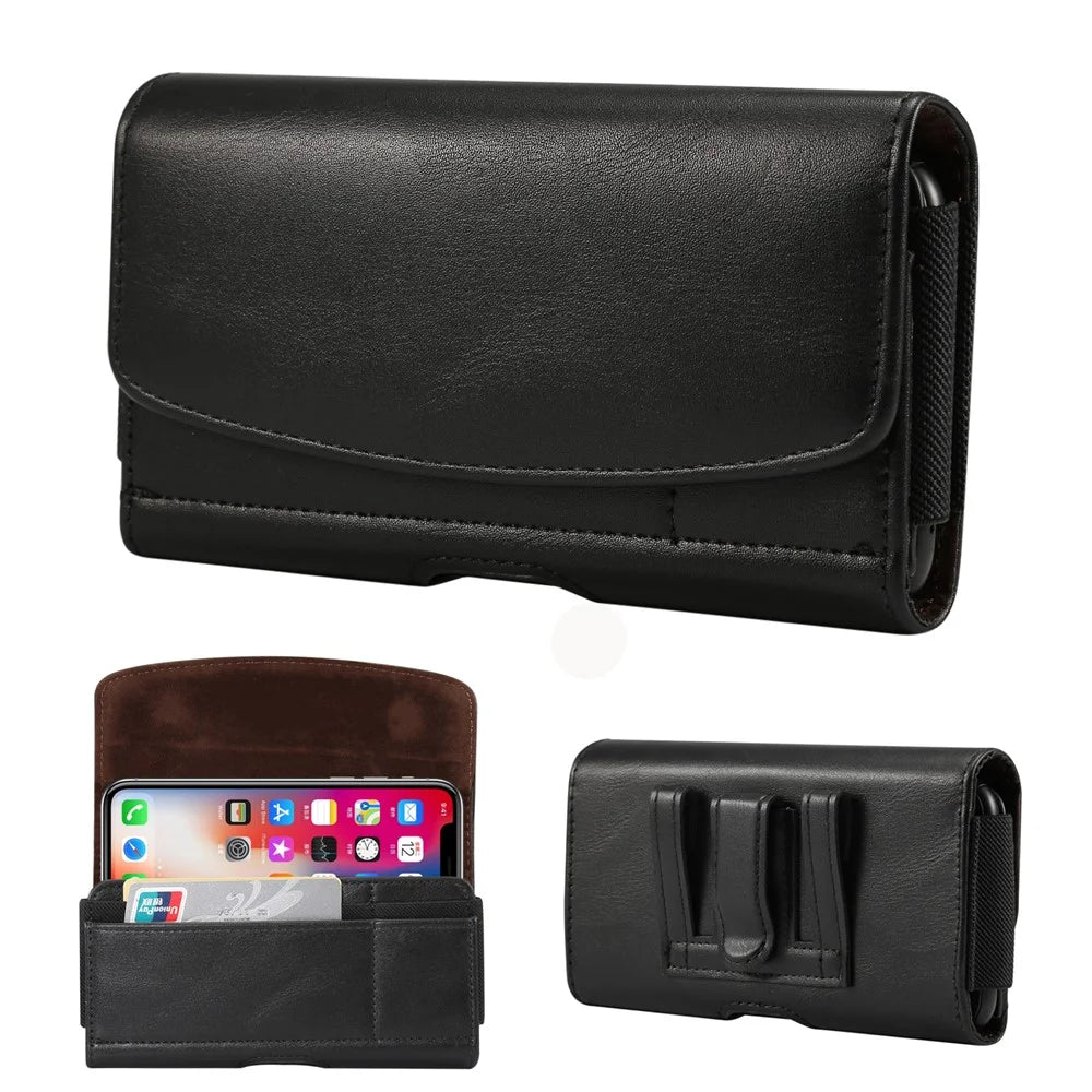 5.2 inch PU Leather Holster Case for Sony Xperia XA2, Size: 14.6 x 7.8 x 1.8cm - Black - 1