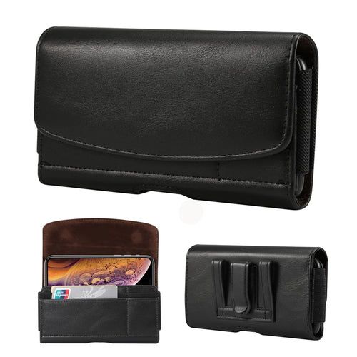 PU Leather Holster Case Leather Belt Clip Loops Phone Holder Carrying Pouch for iPhone XR 6.1 inch / iPhone XS Max 6.5 inch, Size: 16 x 8.3 x 1.8 cm - Black - 1