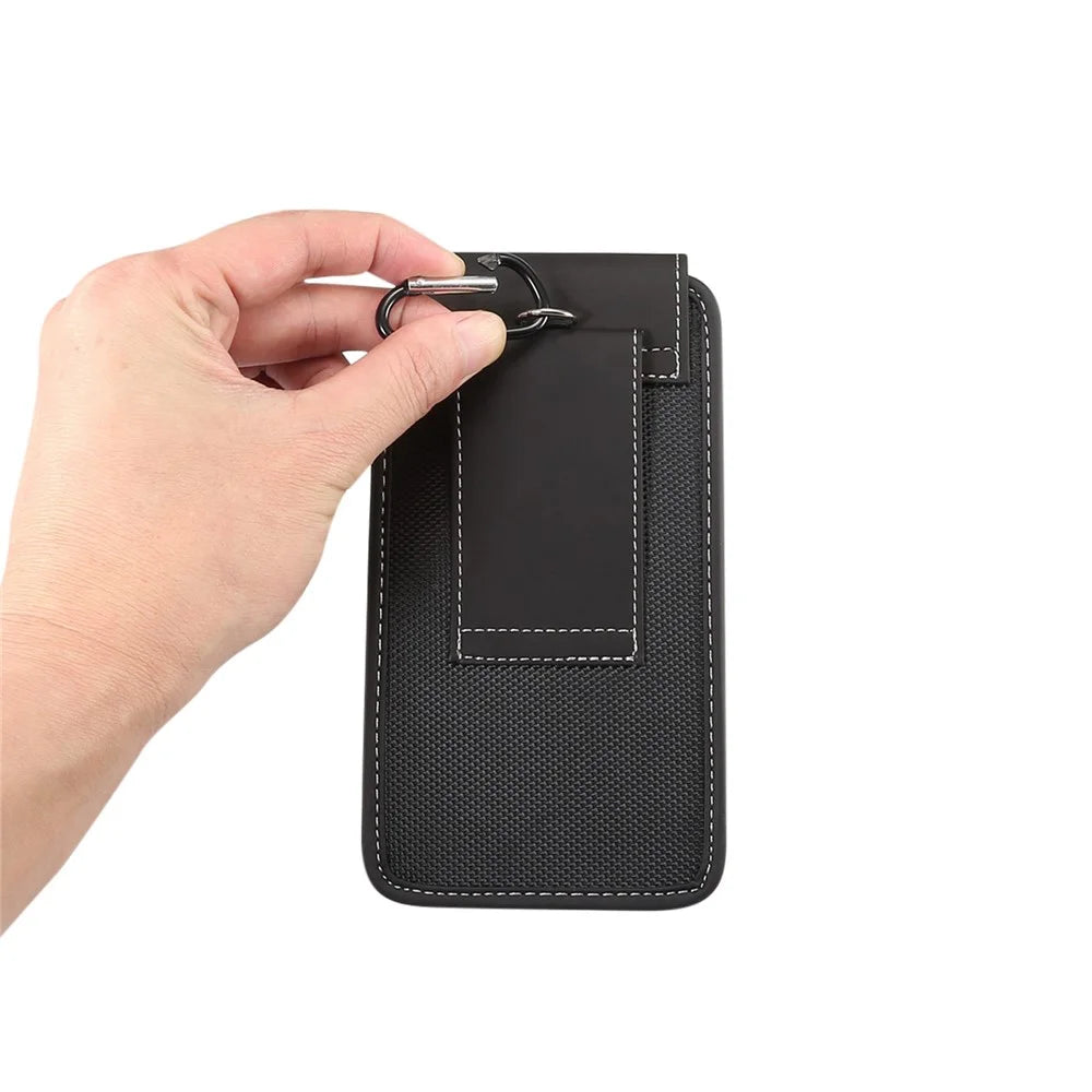 6.5 inch Universal Wear-resistant Oxford Cloth Phone Case Pouch with Belt Clip for iPhone Samsung Huawei Etc. - Black - 5
